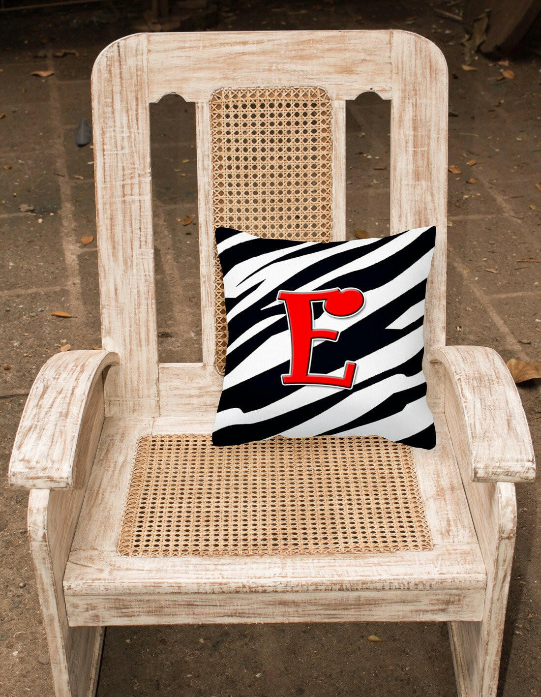Monogram Initial E Zebra Red Decorative   Canvas Fabric Pillow CJ1024 - the-store.com