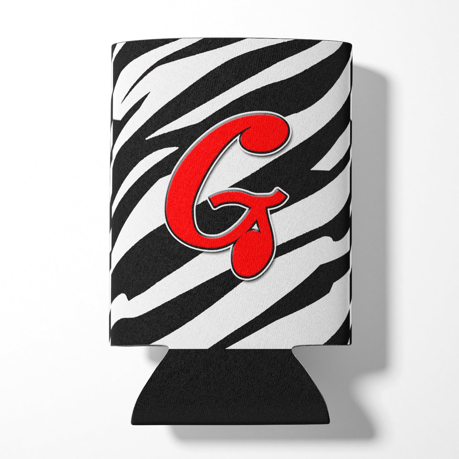 Letter G Initial Monogram - Zebra Red Can or Bottle Beverage Insulator Hugger