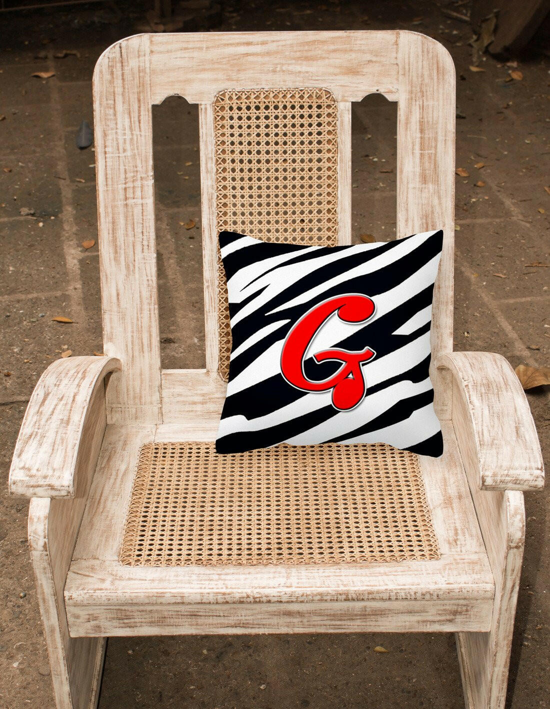 Monogram Initial G Zebra Red Decorative   Canvas Fabric Pillow CJ1024 - the-store.com