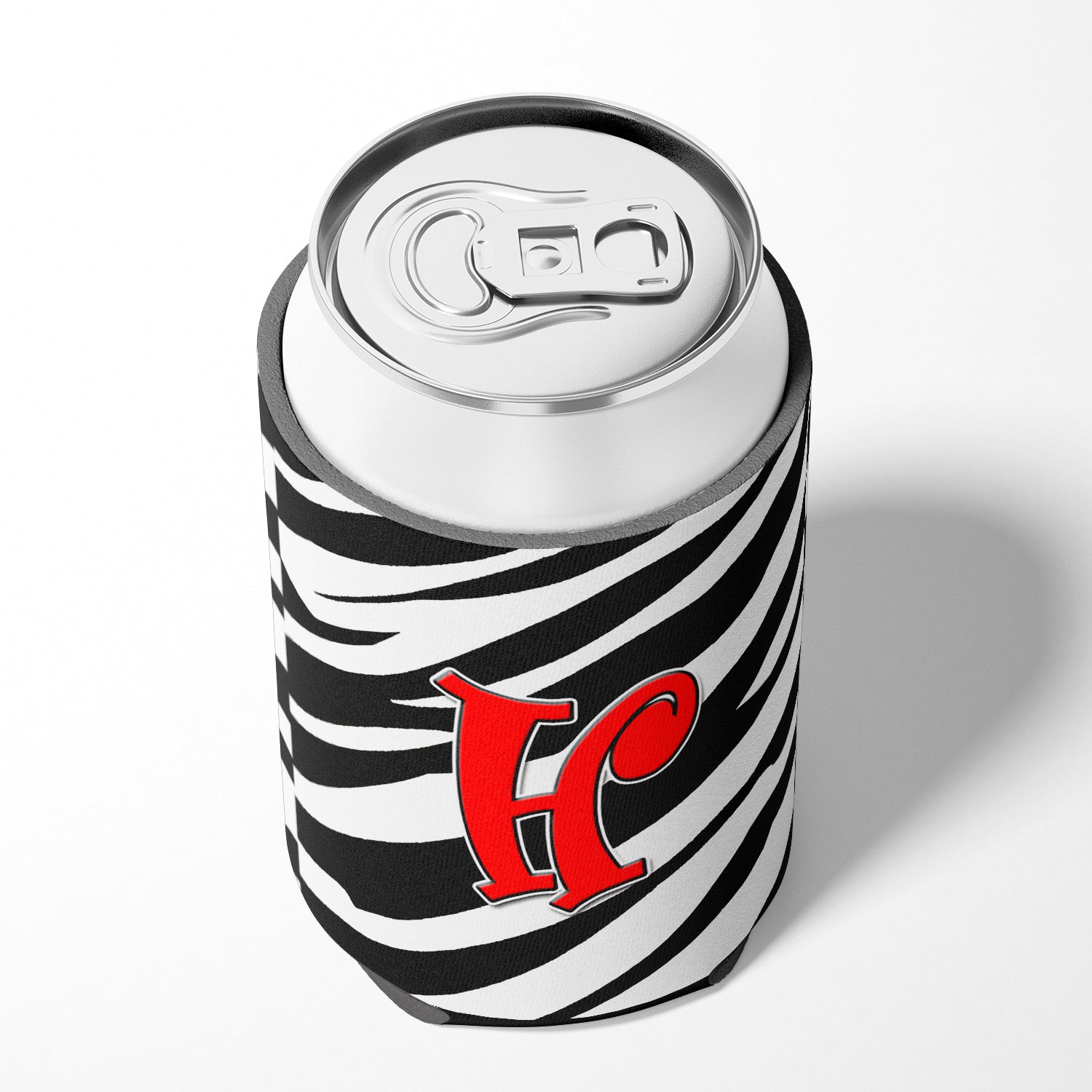 Letter H Initial Monogram - Zebra Red Can or Bottle Beverage Insulator Hugger.