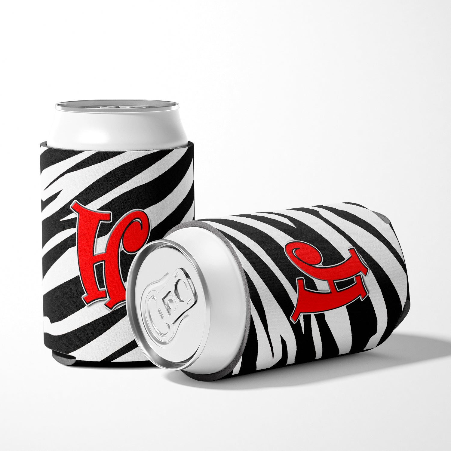 Letter H Initial Monogram - Zebra Red Can or Bottle Beverage Insulator Hugger.