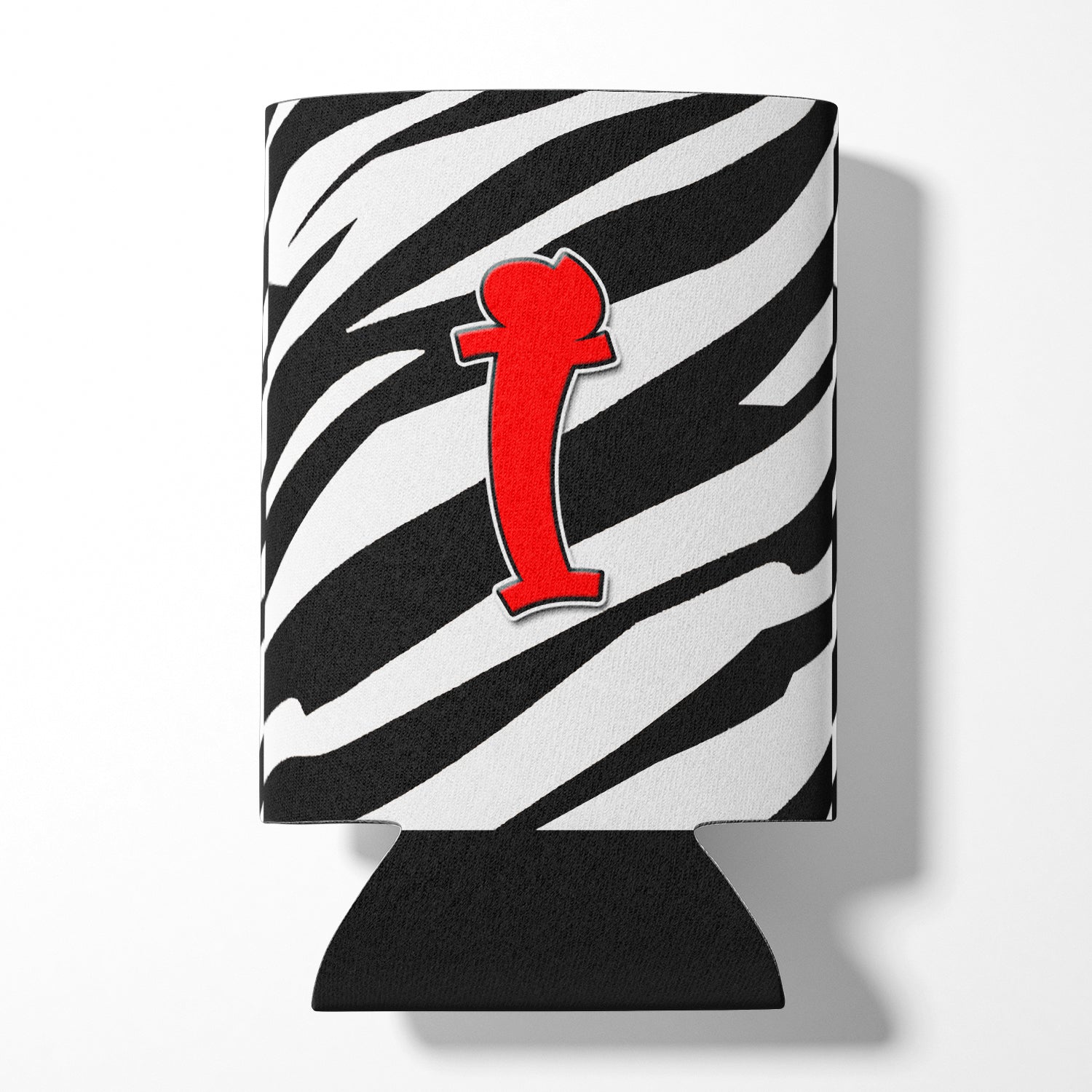 Lettre I Initial Monogram - Zebra Red Can ou Bottle Beverage Insulator Hugger