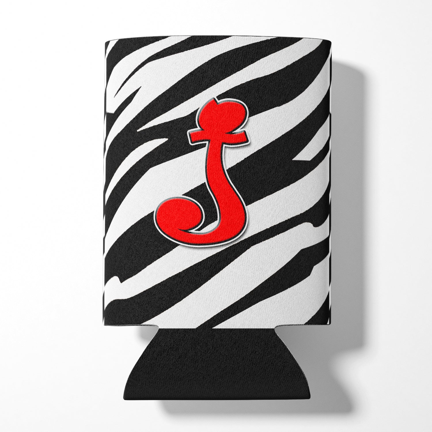 Lettre J Initial Monogram - Zebra Red Can ou Bottle Beverage Insulator Hugger