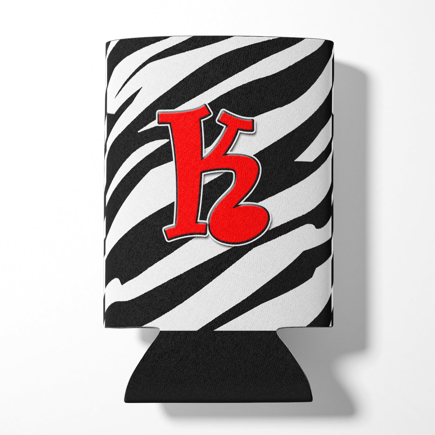 Letter K Initial Monogram - Zebra Red Can or Bottle Beverage Insulator Hugger