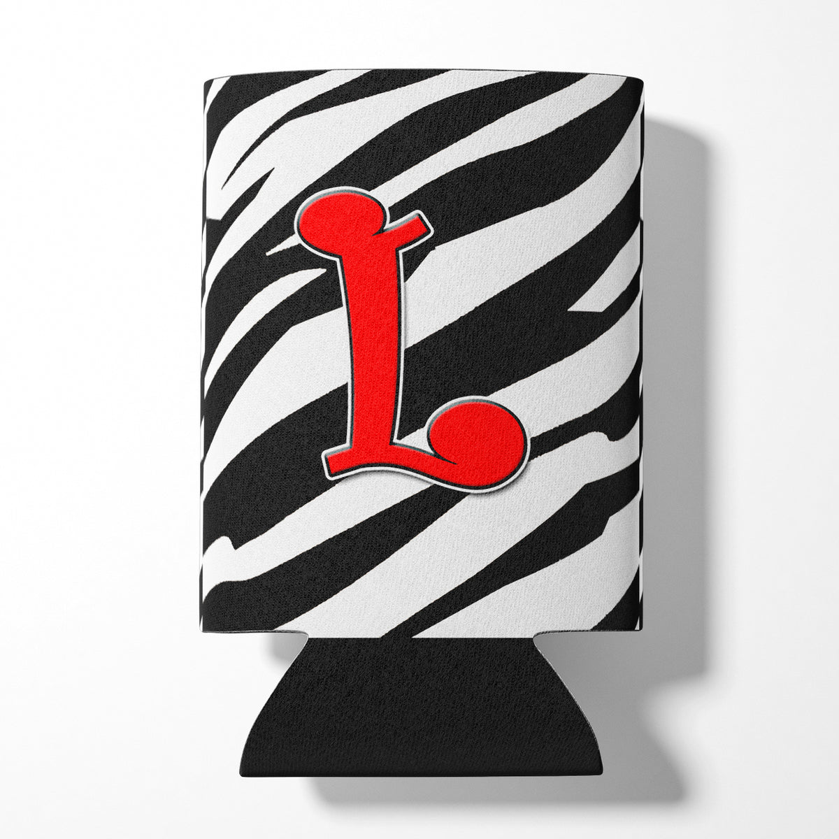 Letter L Initial Monogram - Zebra Red Can or Bottle Beverage Insulator Hugger