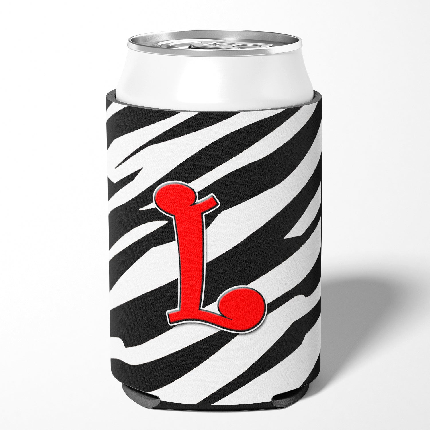 Lettre L Initial Monogram - Zebra Red Can ou Bottle Beverage Insulator Hugger
