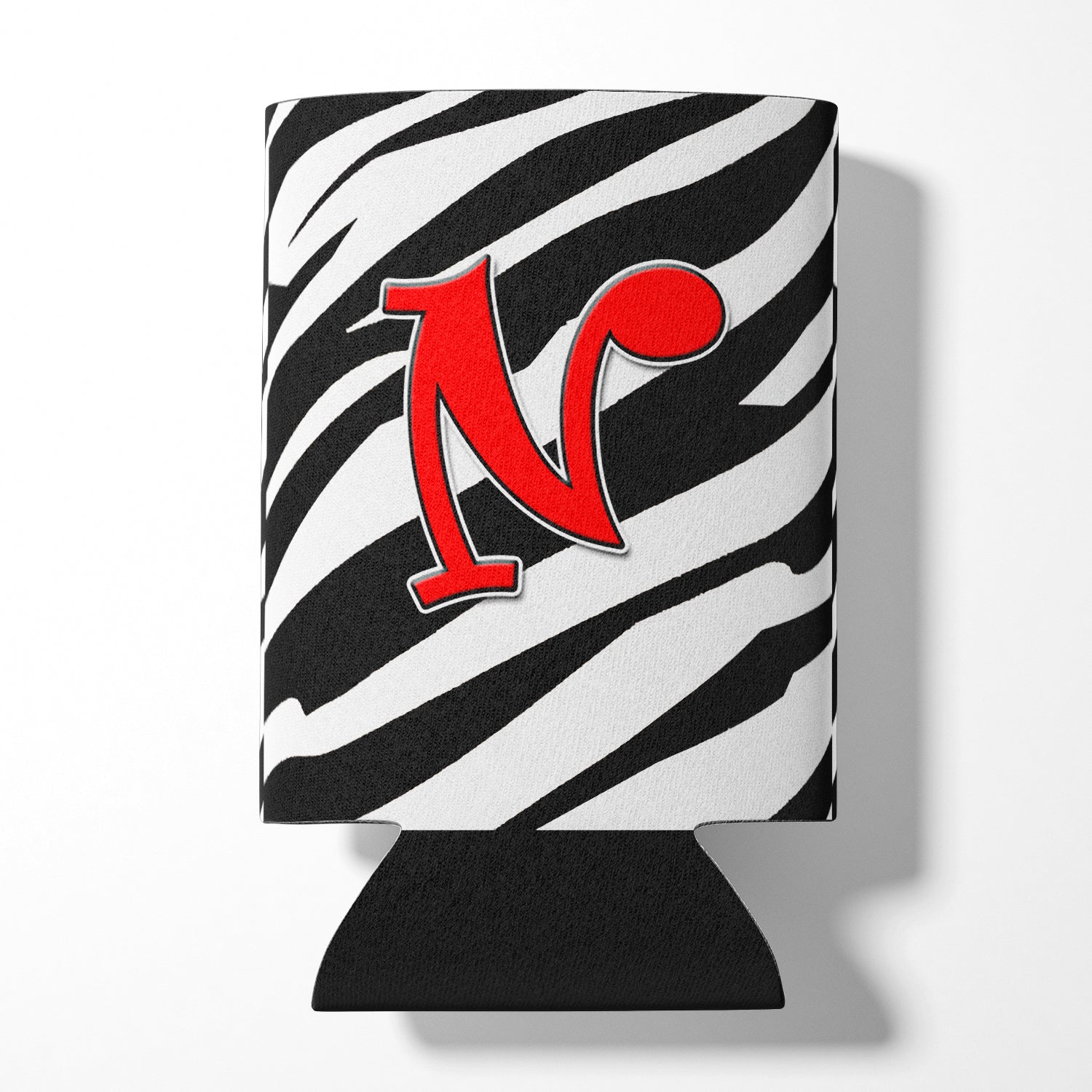 Lettre N Initial Monogram - Zebra Red Can ou Bottle Beverage Insulator Hugger