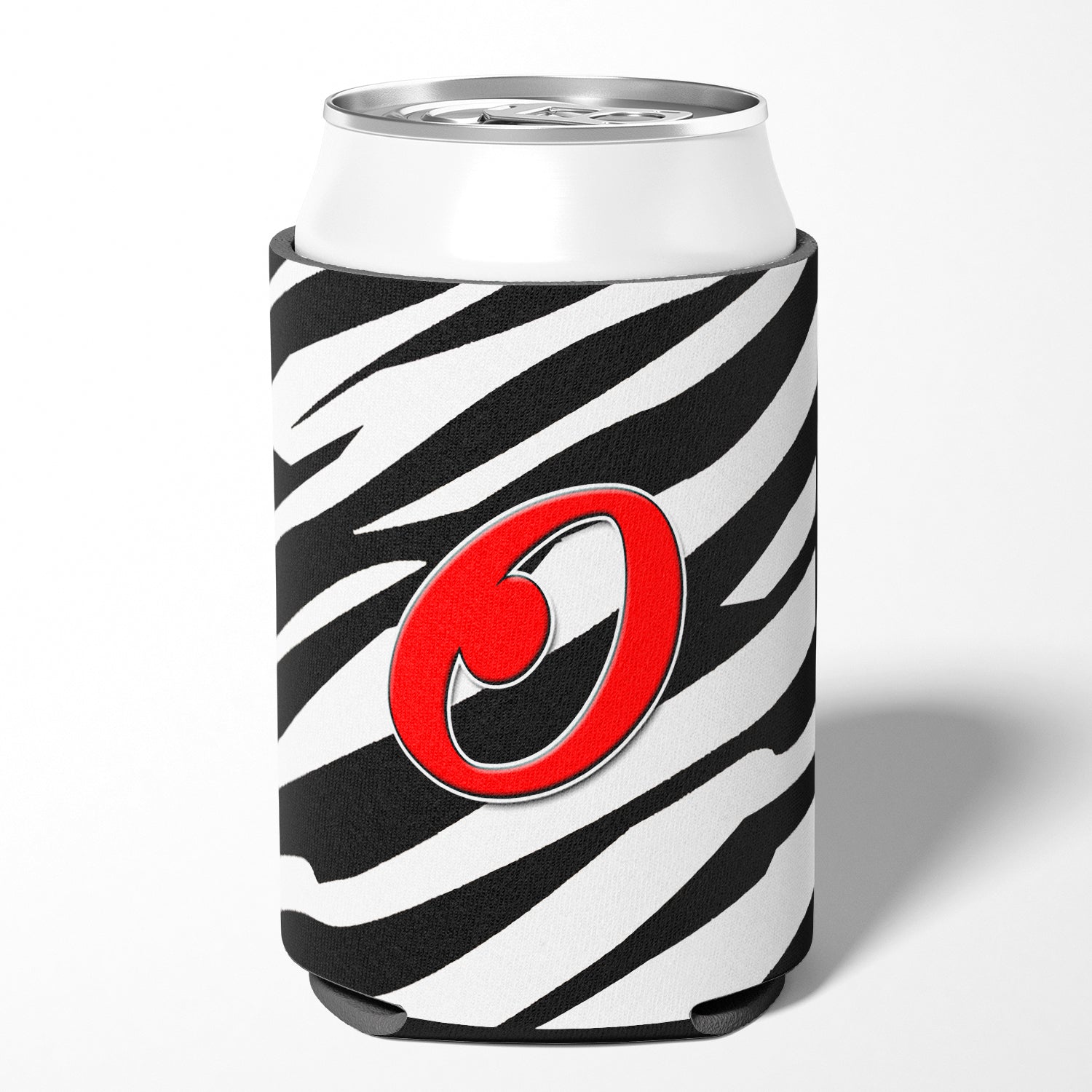 Letter O Initial Monogram - Zebra Red Can or Bottle Beverage Insulator Hugger