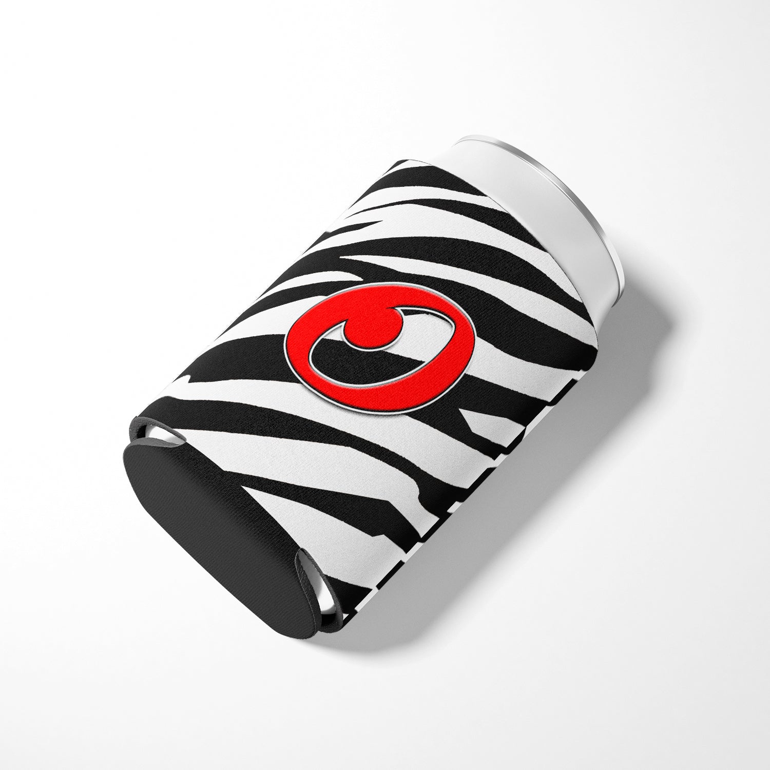 Letter O Initial Monogram - Zebra Red Can or Bottle Beverage Insulator Hugger.
