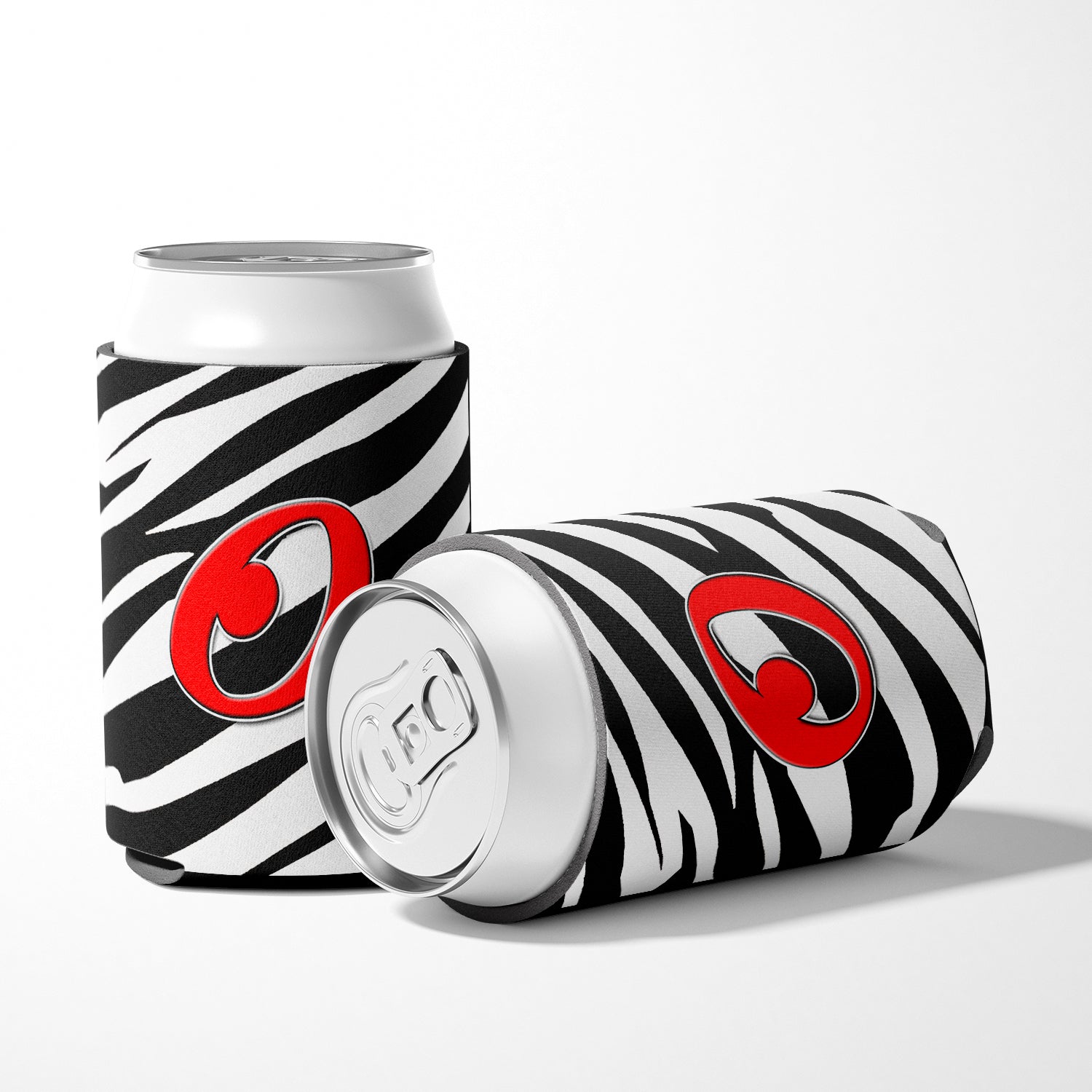 Letter O Initial Monogram - Zebra Red Can or Bottle Beverage Insulator Hugger.