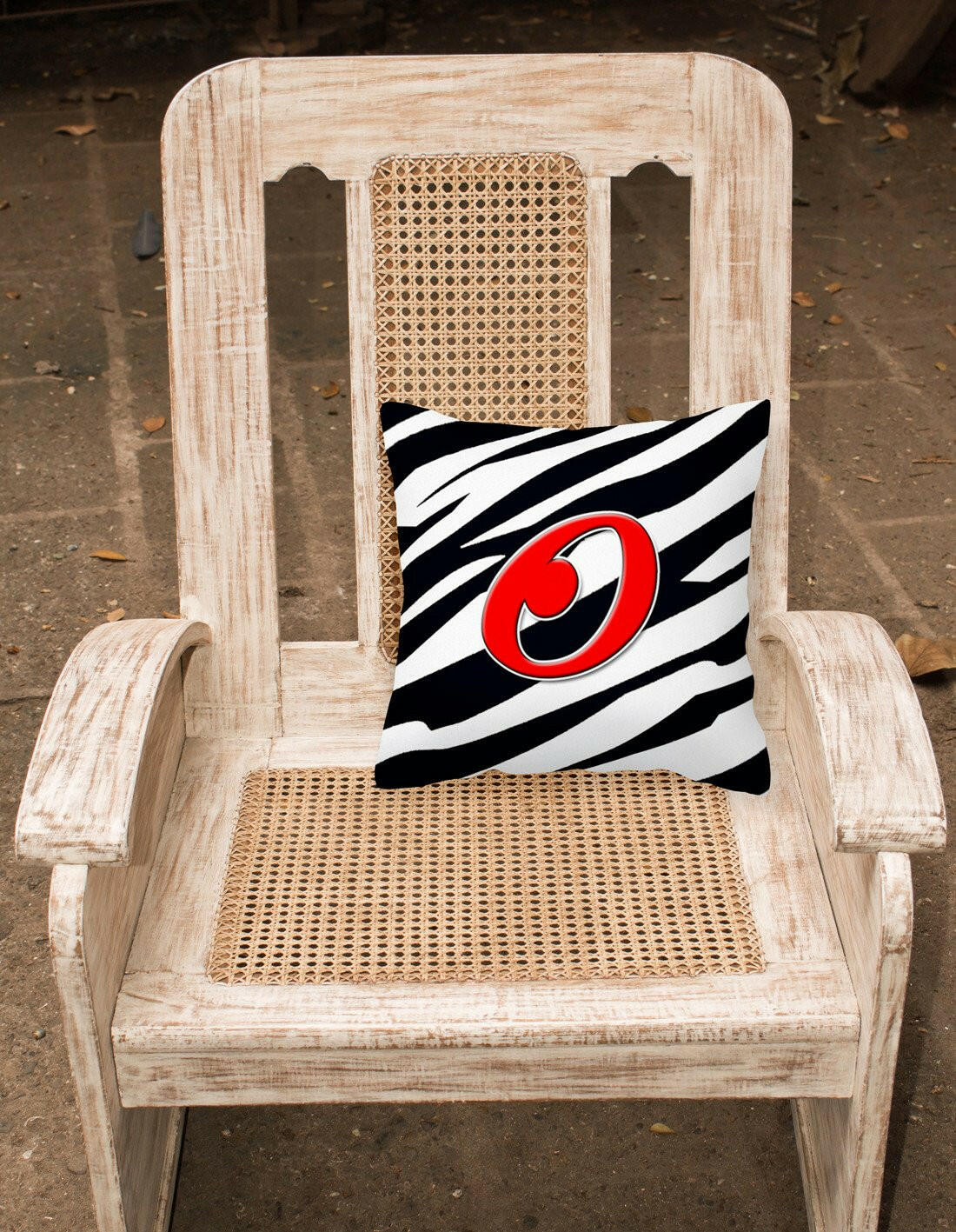 Monogram Initial O Zebra Red Decorative   Canvas Fabric Pillow CJ1024 - the-store.com