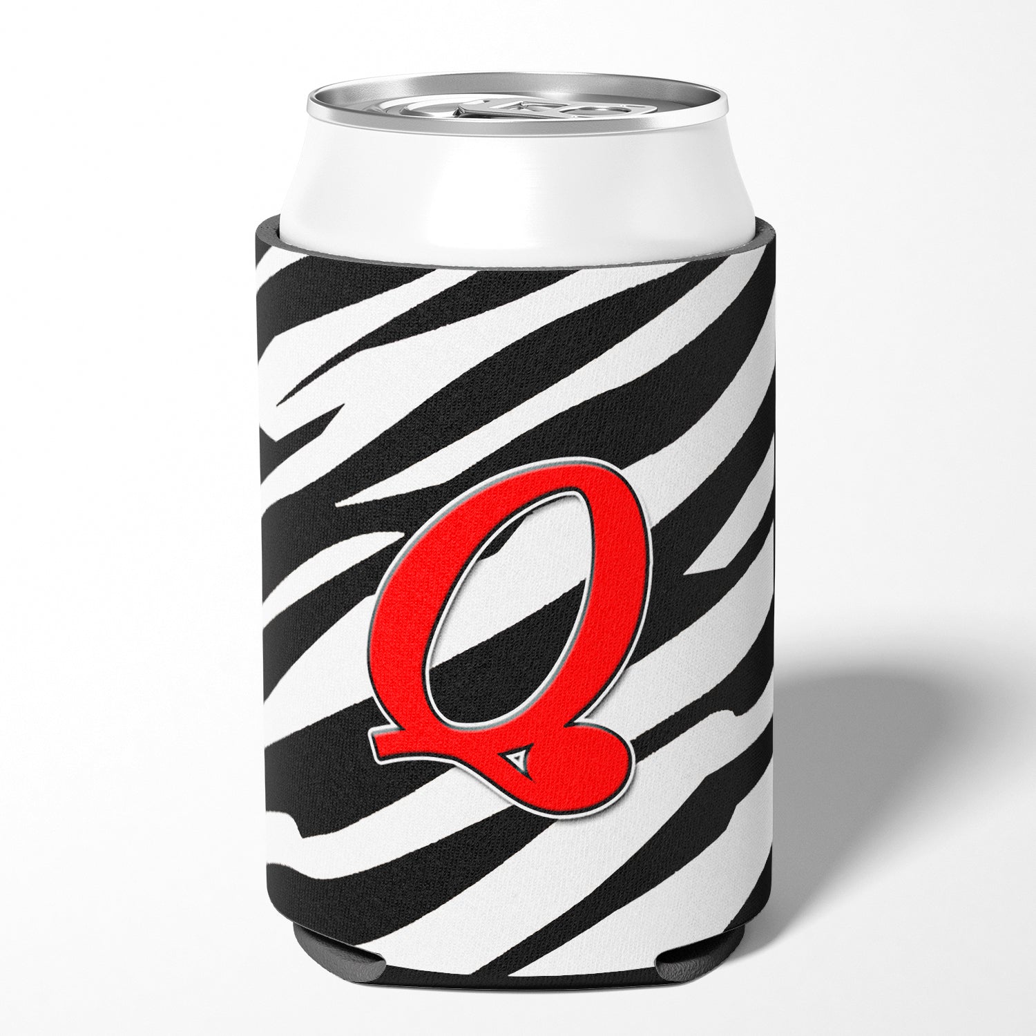 Letter Q Initial Monogram - Zebra Red Can or Bottle Beverage Insulator Hugger.