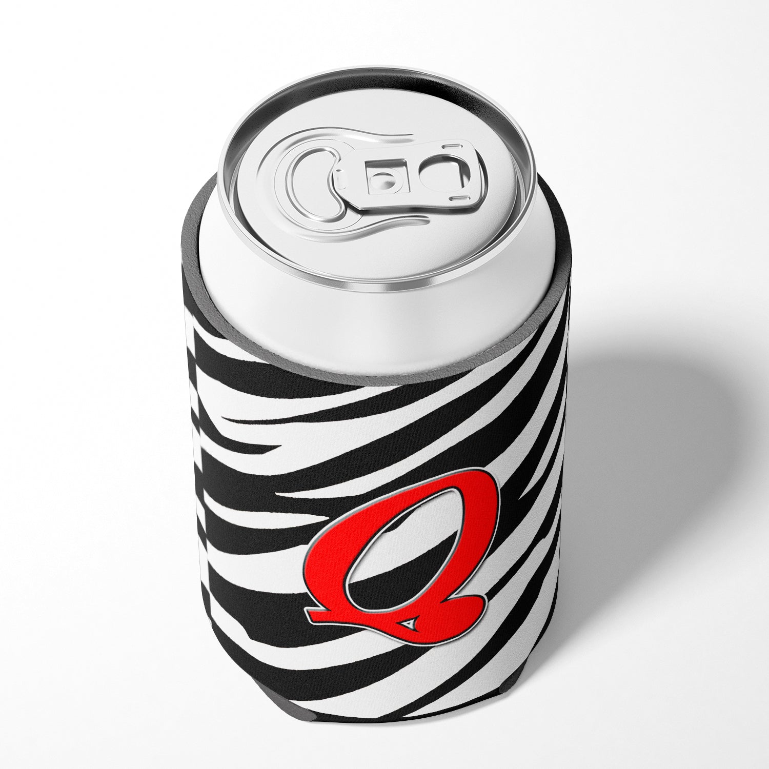 Monogramme initial de la lettre Q - Zebra Red Can ou Bottle Beverage Insulator Hugger