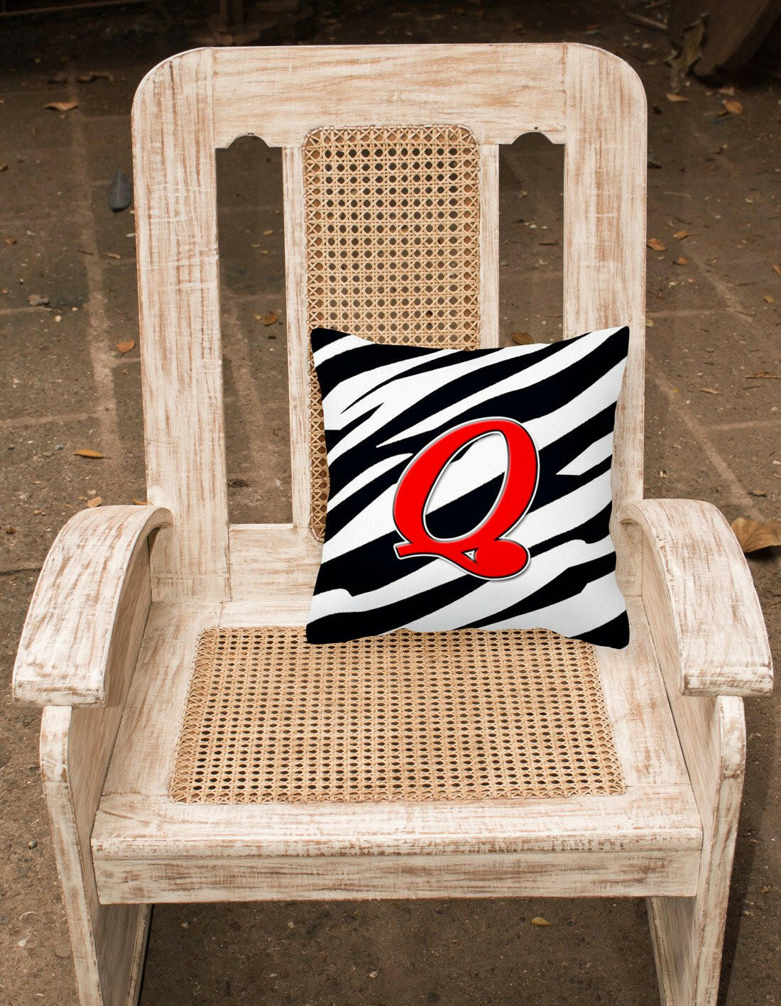 Monogram Initial Q Zebra Red Decorative   Canvas Fabric Pillow CJ1024 - the-store.com