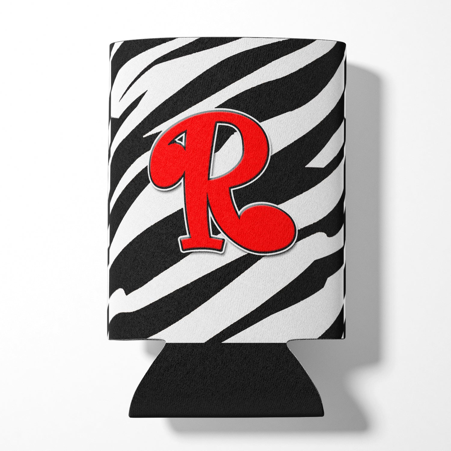 Letter R Initial Monogram - Zebra Red Can or Bottle Beverage Insulator Hugger