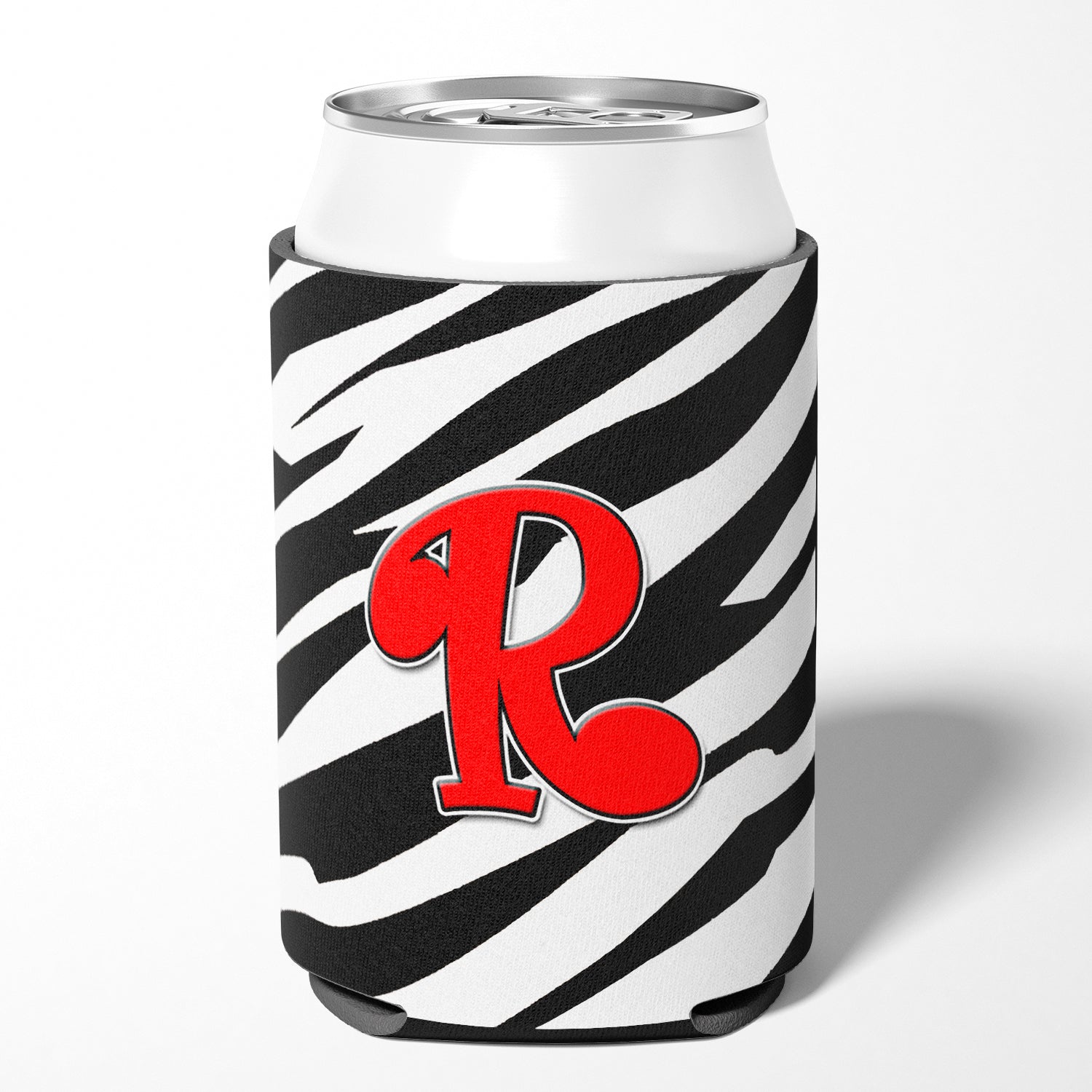 Lettre R Monogramme initial - Zebra Red Can ou Bottle Beverage Insulator Hugger