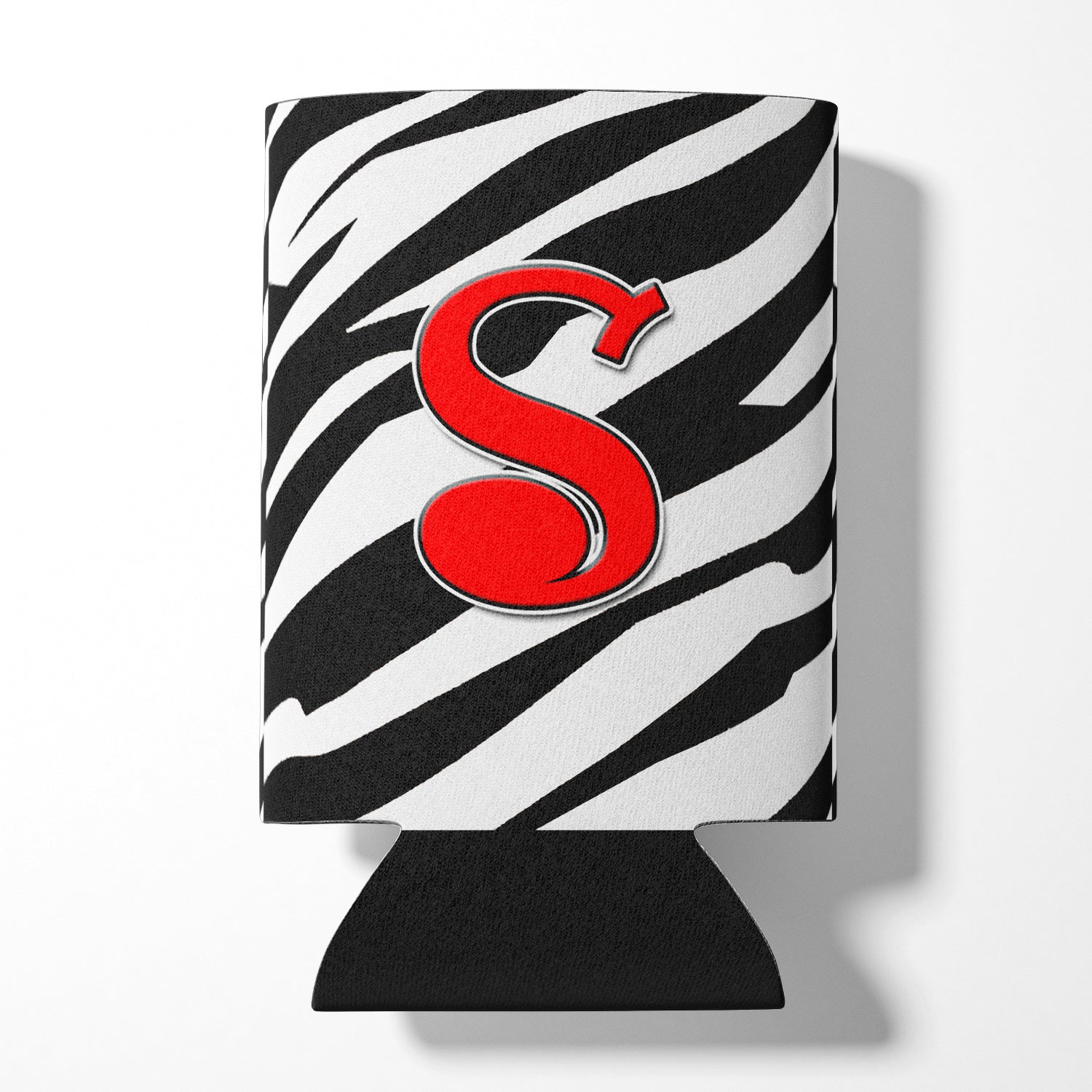 Letter S Initial Monogram - Zebra Red Can or Bottle Beverage Insulator Hugger