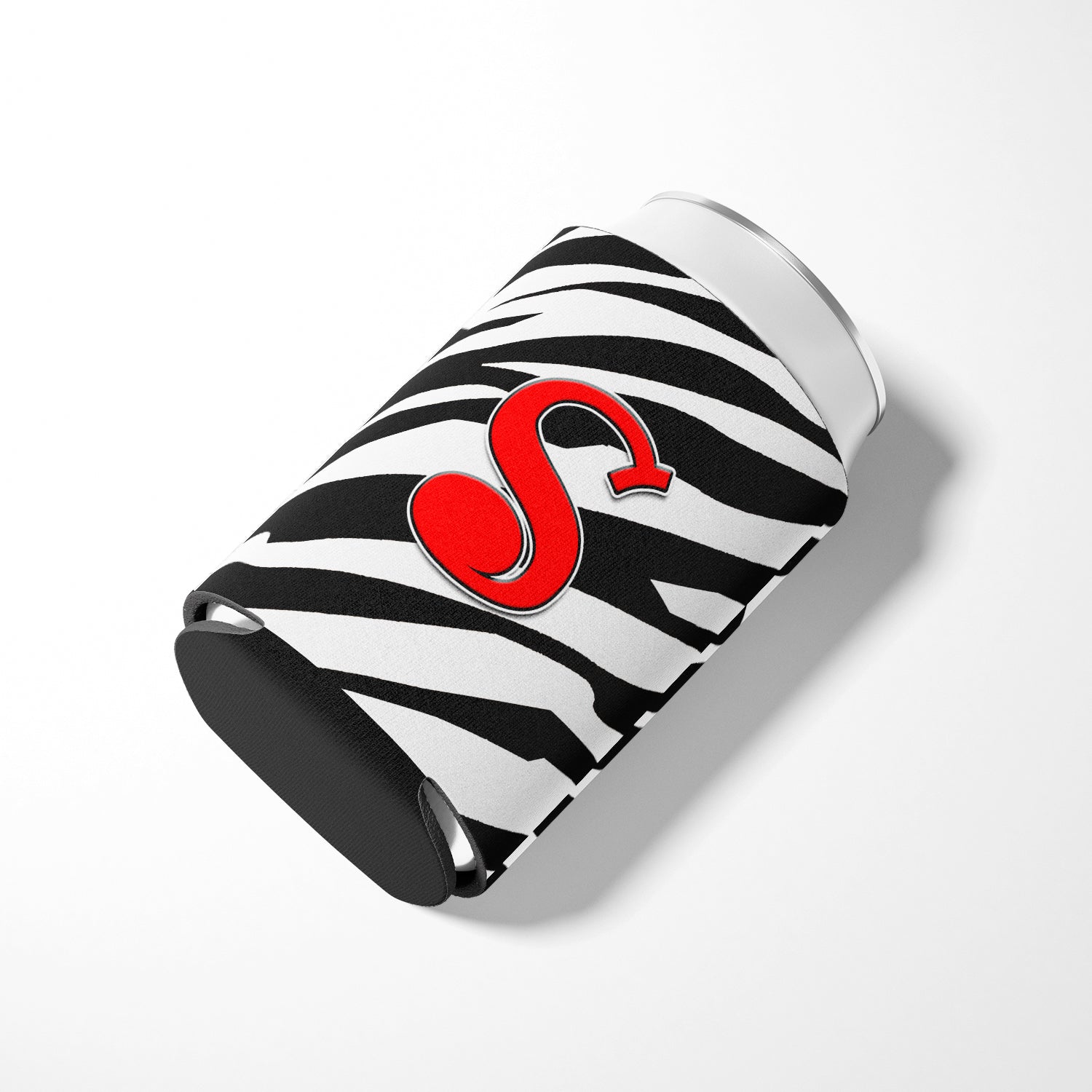 Letter S Initial Monogram - Zebra Red Can or Bottle Beverage Insulator Hugger.