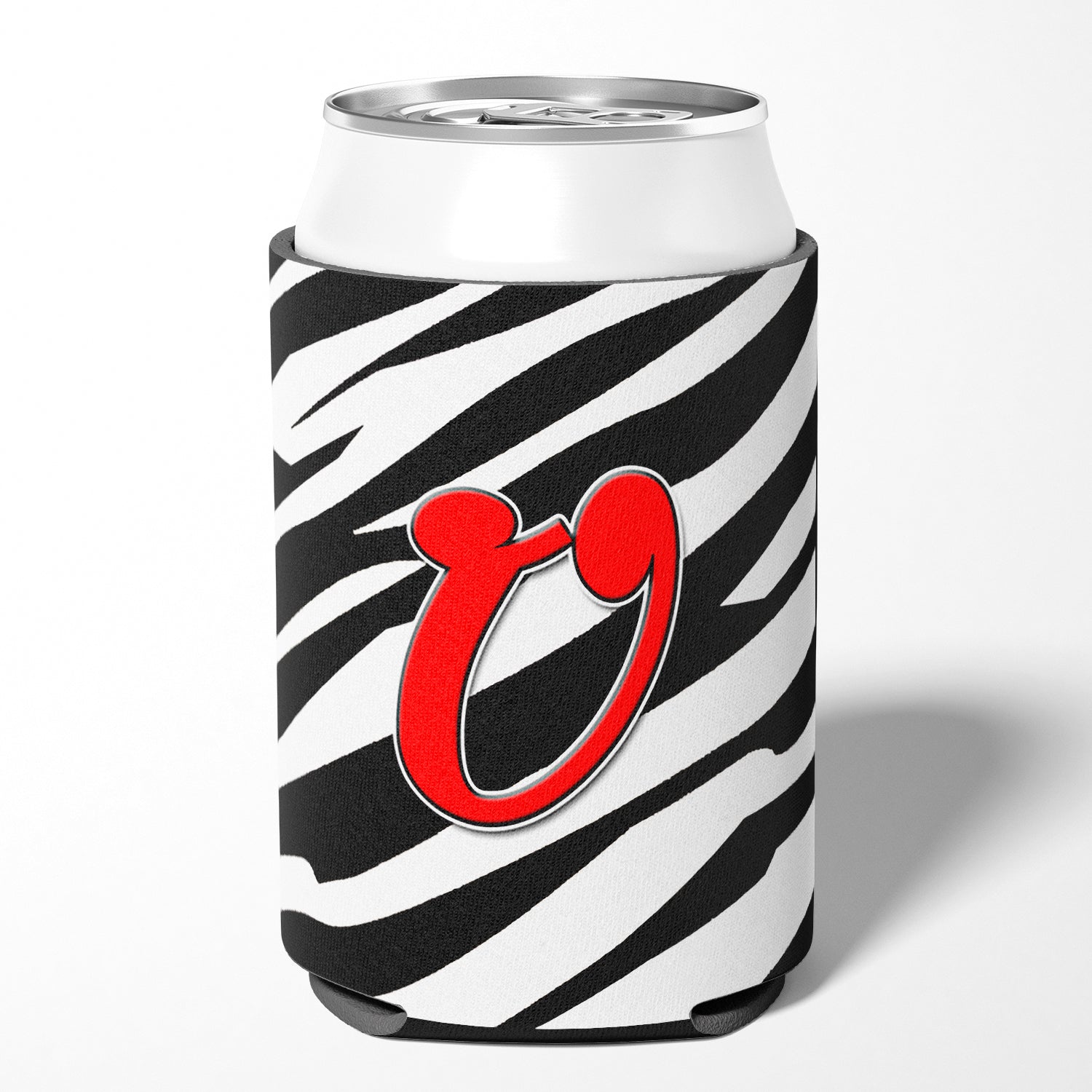 Monogramme initial de la lettre U - Zebra Red Can ou Bottle Beverage Insulator Hugger