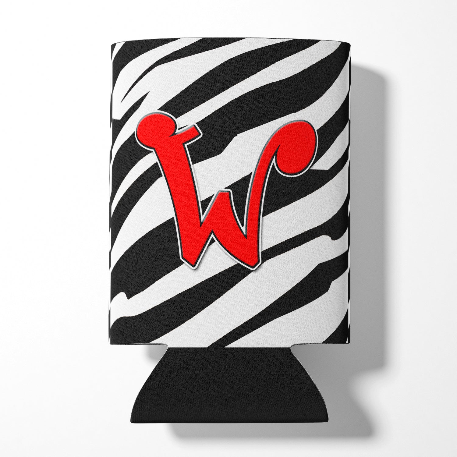 Letter W Initial Monogram - Zebra Red Can or Bottle Beverage Insulator Hugger