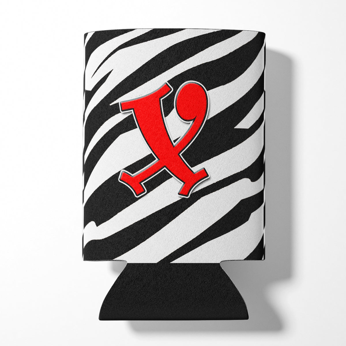 Letter X Initial Monogram - Zebra Red Can or Bottle Beverage Insulator Hugger.