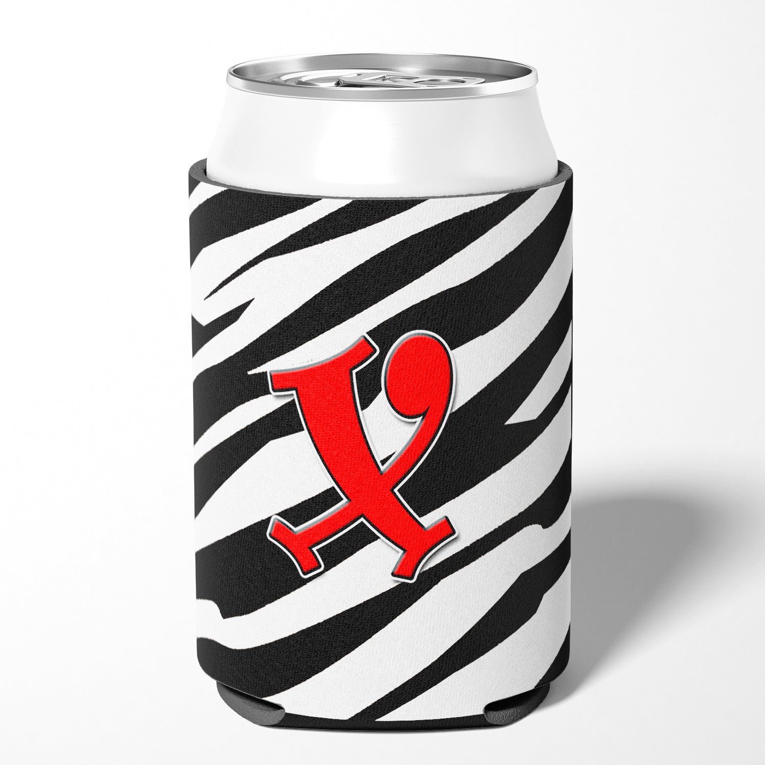Letter X Initial Monogram - Zebra Red Can or Bottle Beverage Insulator Hugger