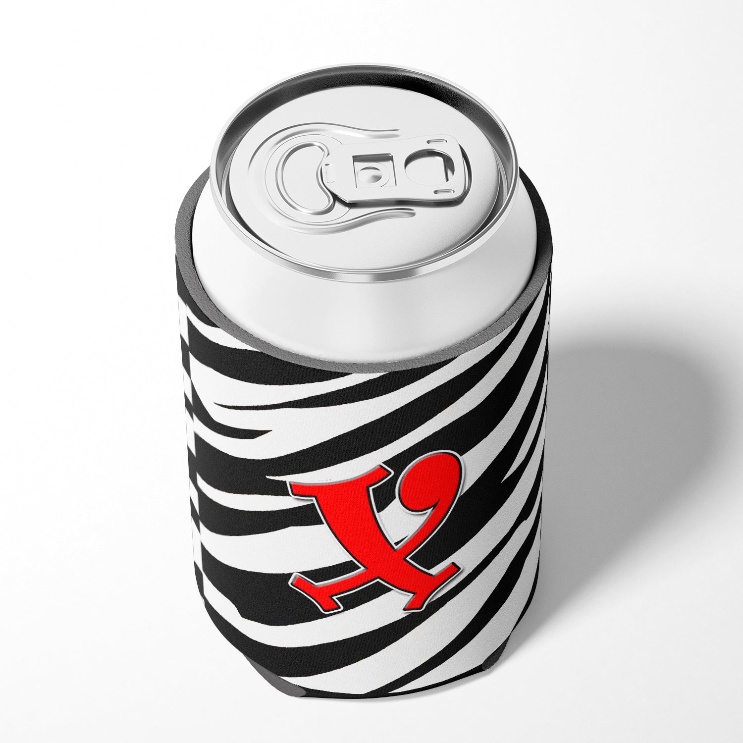 Letter X Initial Monogram - Zebra Red Can or Bottle Beverage Insulator Hugger.