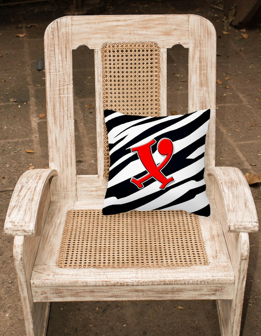 Monogram Initial X Zebra Red Decorative   Canvas Fabric Pillow CJ1024 - the-store.com