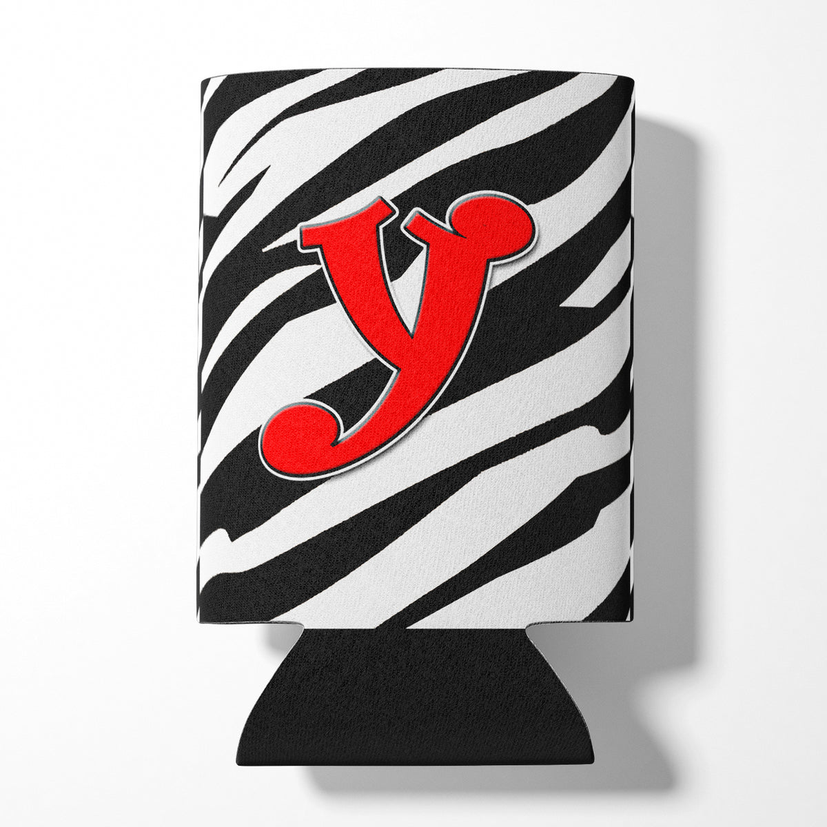 Letter Y Initial Monogram - Zebra Red Can or Bottle Beverage Insulator Hugger.