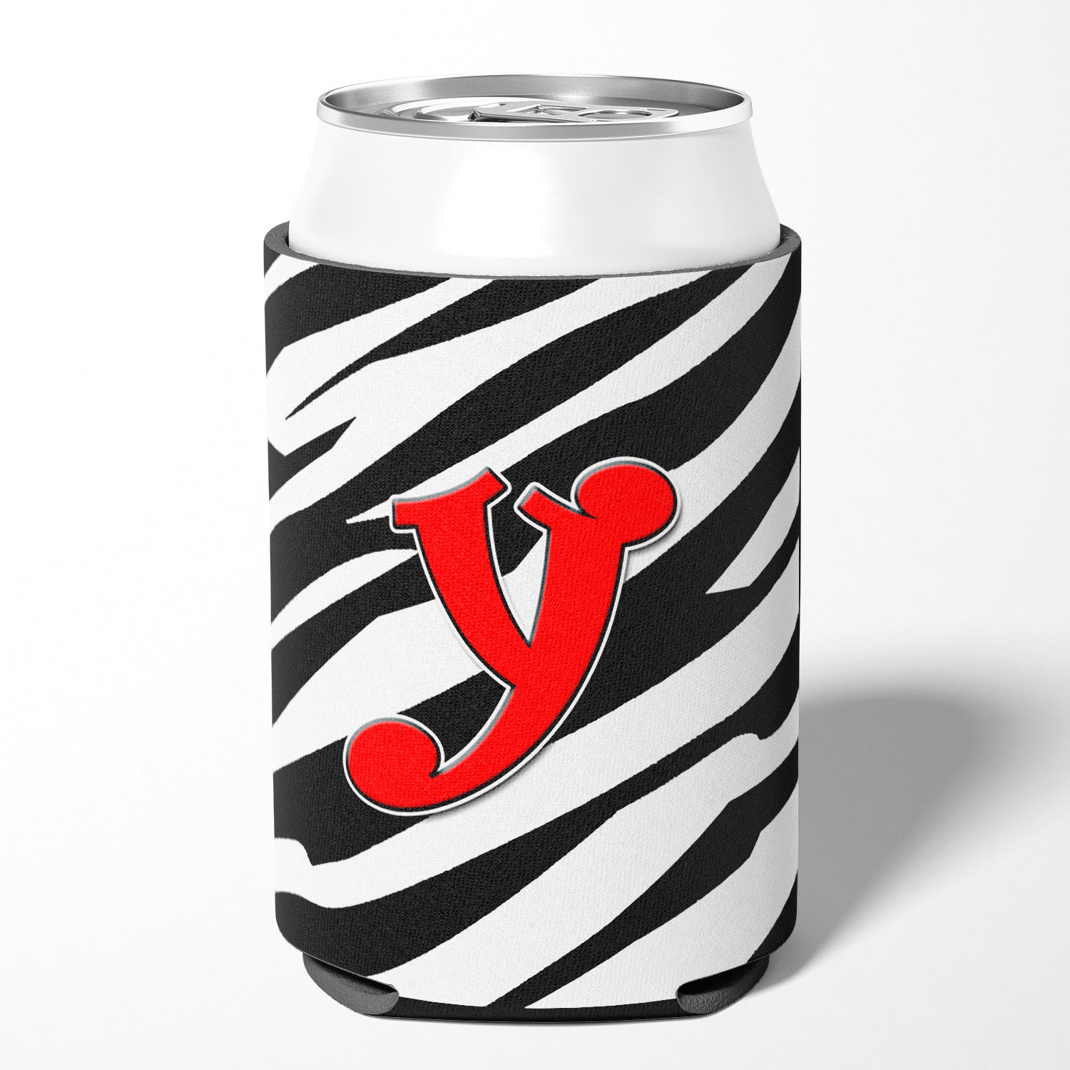 Letter Y Initial Monogram - Zebra Red Can or Bottle Beverage Insulator Hugger