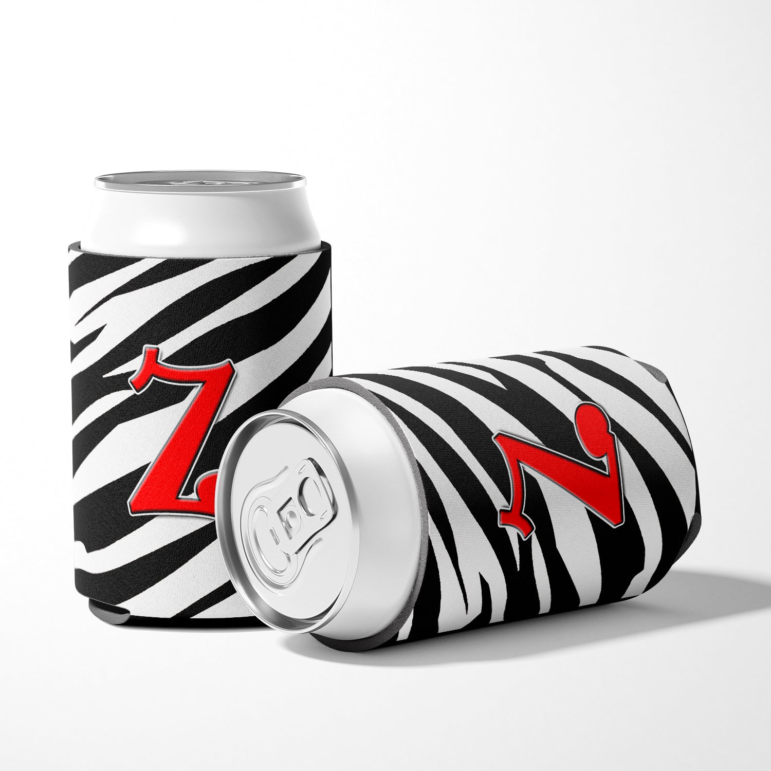 Letter Z Initial Monogram - Zebra Red Can or Bottle Beverage Insulator Hugger.