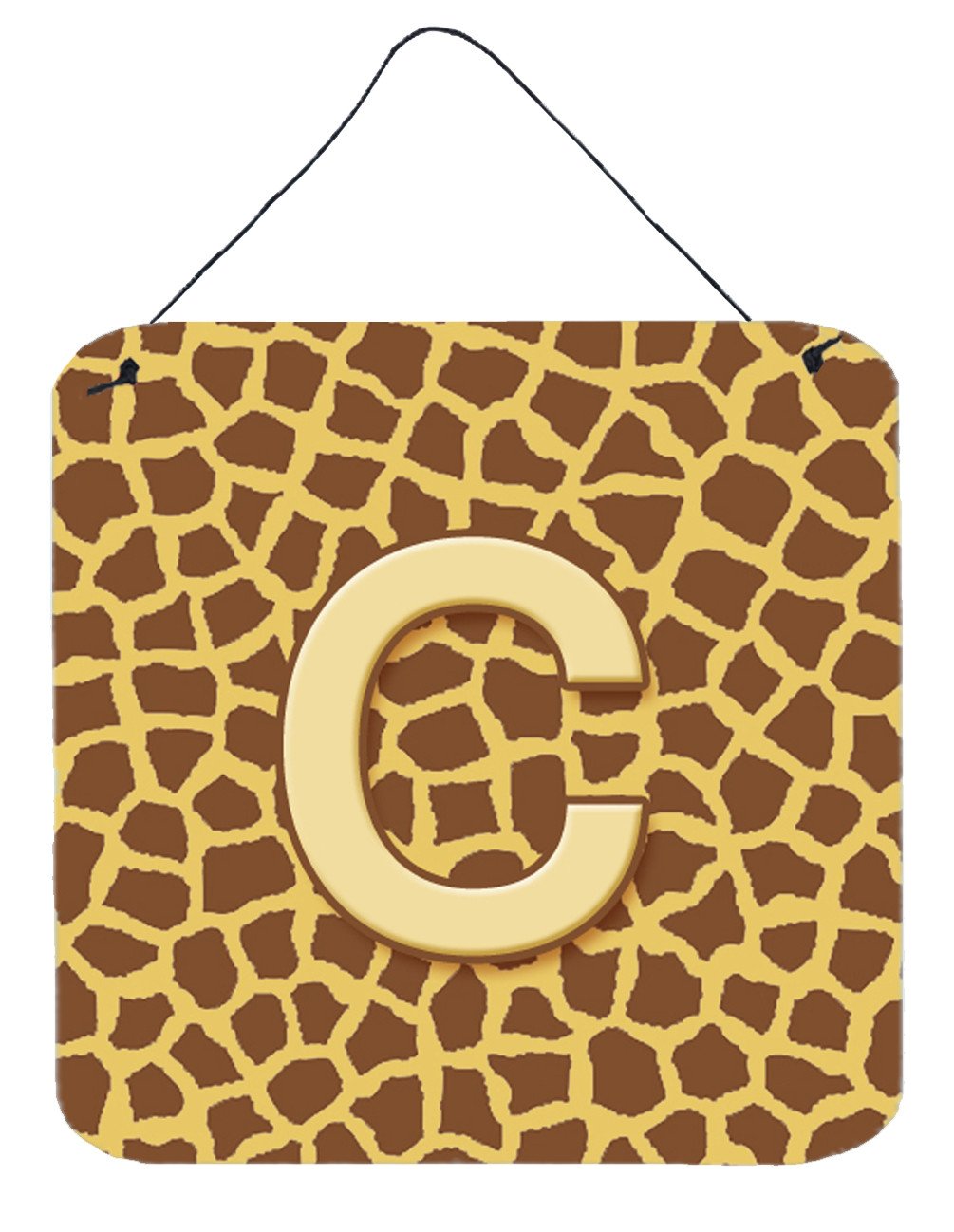 Letter C Initial Monogram - Giraffe Aluminium Metal Wall or Door Hanging Prints by Caroline&#39;s Treasures