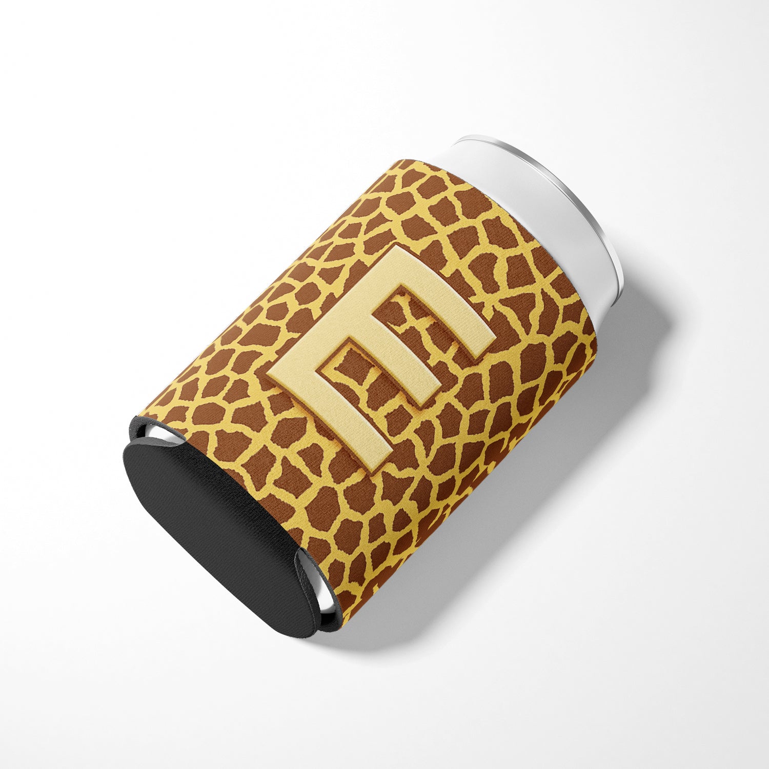 Letter E Initial Monogram - Giraffe Can or Bottle Beverage Insulator Hugger.