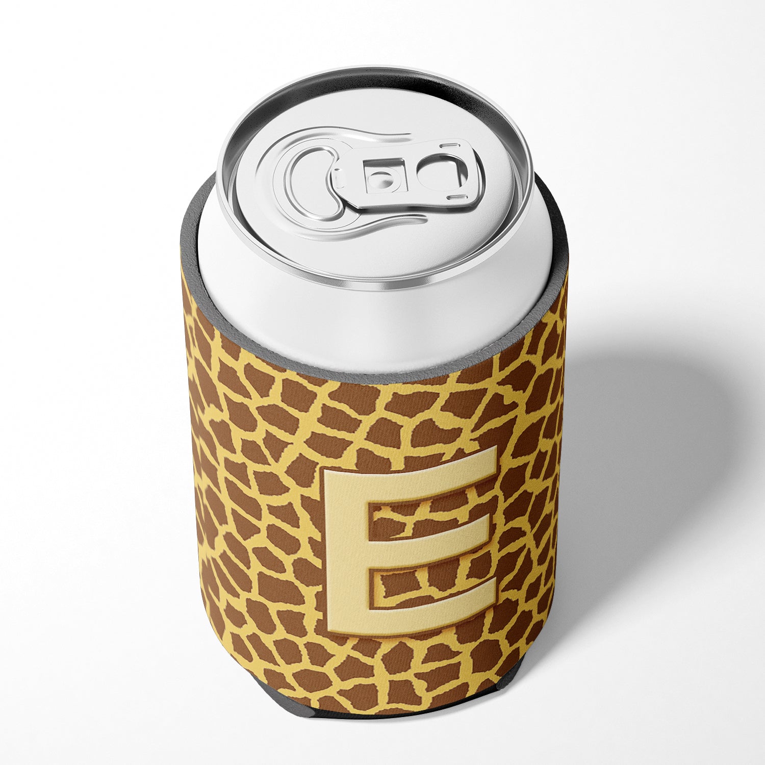 Letter E Initial Monogram - Giraffe Can or Bottle Beverage Insulator Hugger.