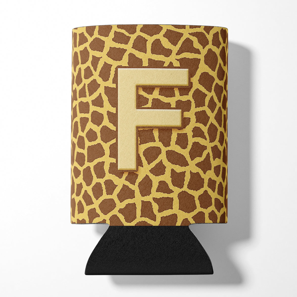 Letter F Initial Monogram - Giraffe Can or Bottle Beverage Insulator Hugger.