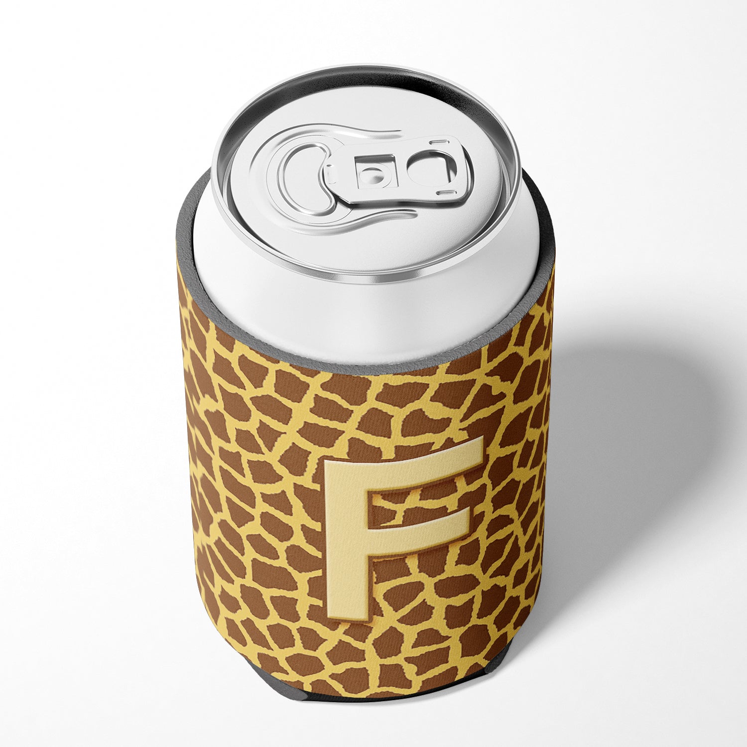 Letter F Initial Monogram - Giraffe Can or Bottle Beverage Insulator Hugger.