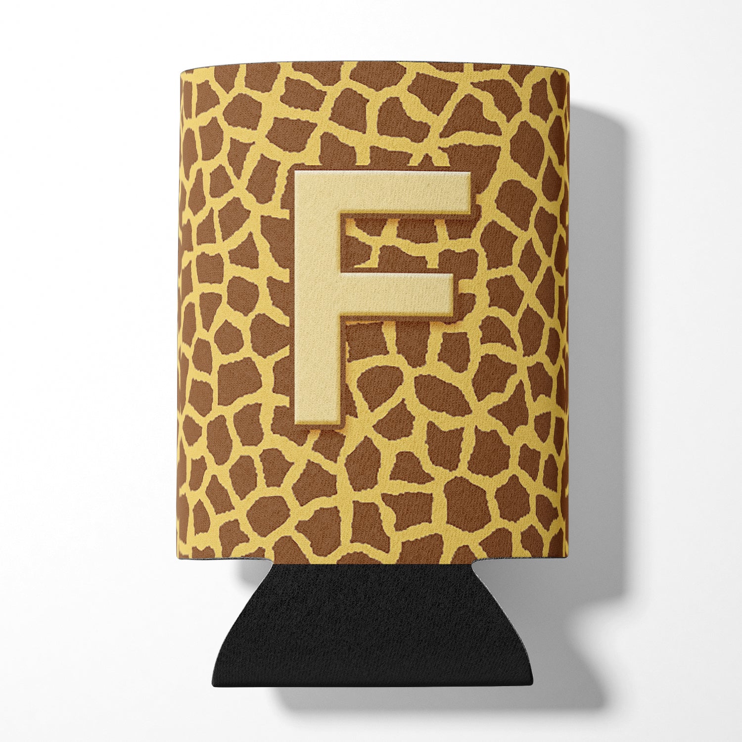 Letter F Initial Monogram - Giraffe Can or Bottle Beverage Insulator Hugger