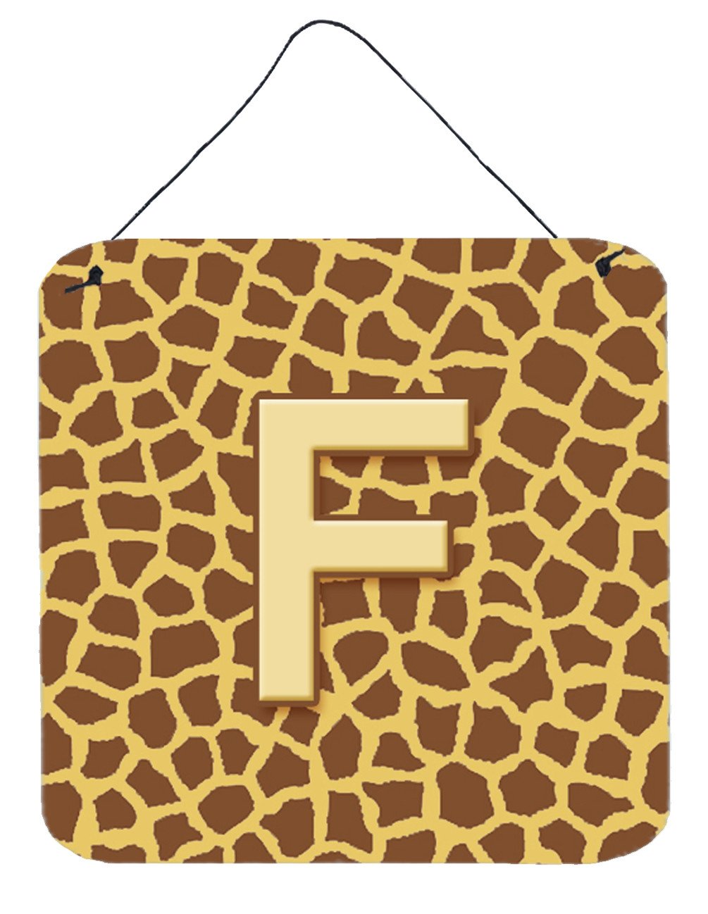 Letter F Initial Monogram - Giraffe Aluminium Metal Wall or Door Hanging Prints by Caroline&#39;s Treasures
