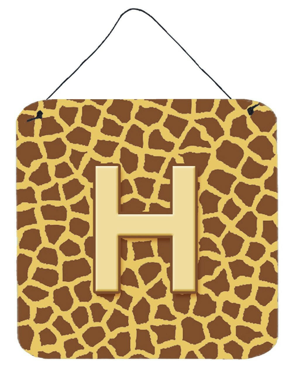 Letter H Initial Monogram - Giraffe Aluminium Metal Wall or Door Hanging Prints by Caroline&#39;s Treasures