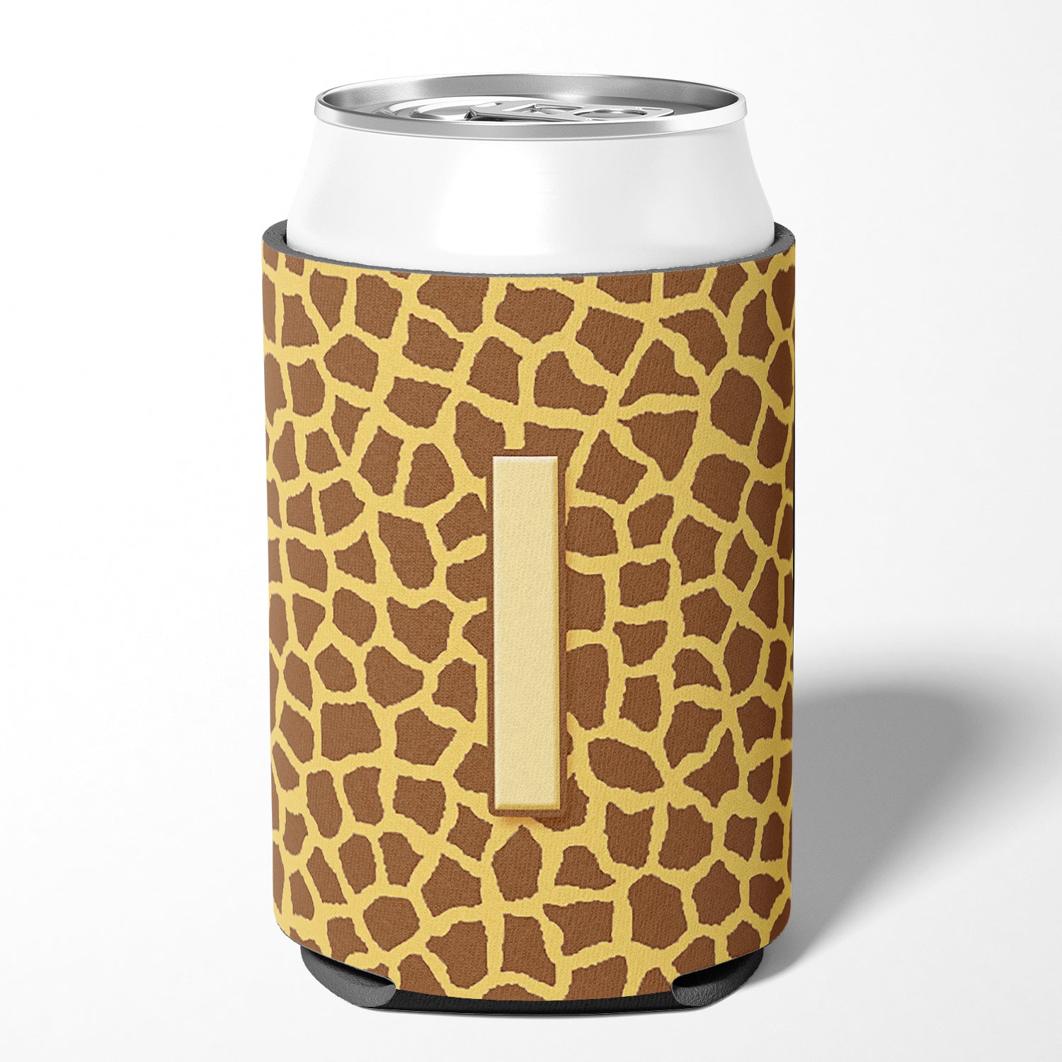 Lettre I Initial Monogram - Giraffe Can or Bottle Beverage Insulator Hugger