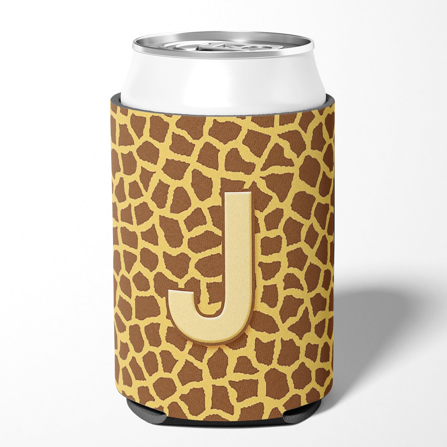 Lettre J Initial Monogram - Giraffe Can or Bottle Beverage Insulator Hugger