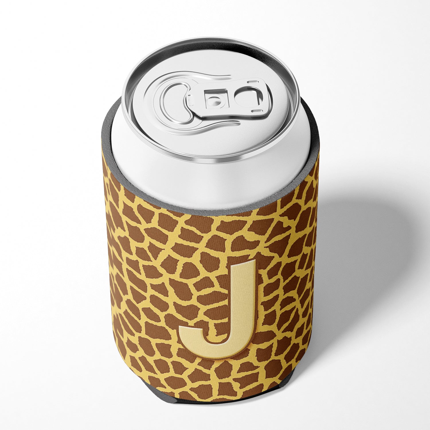 Letter J Initial Monogram - Giraffe Can or Bottle Beverage Insulator Hugger.