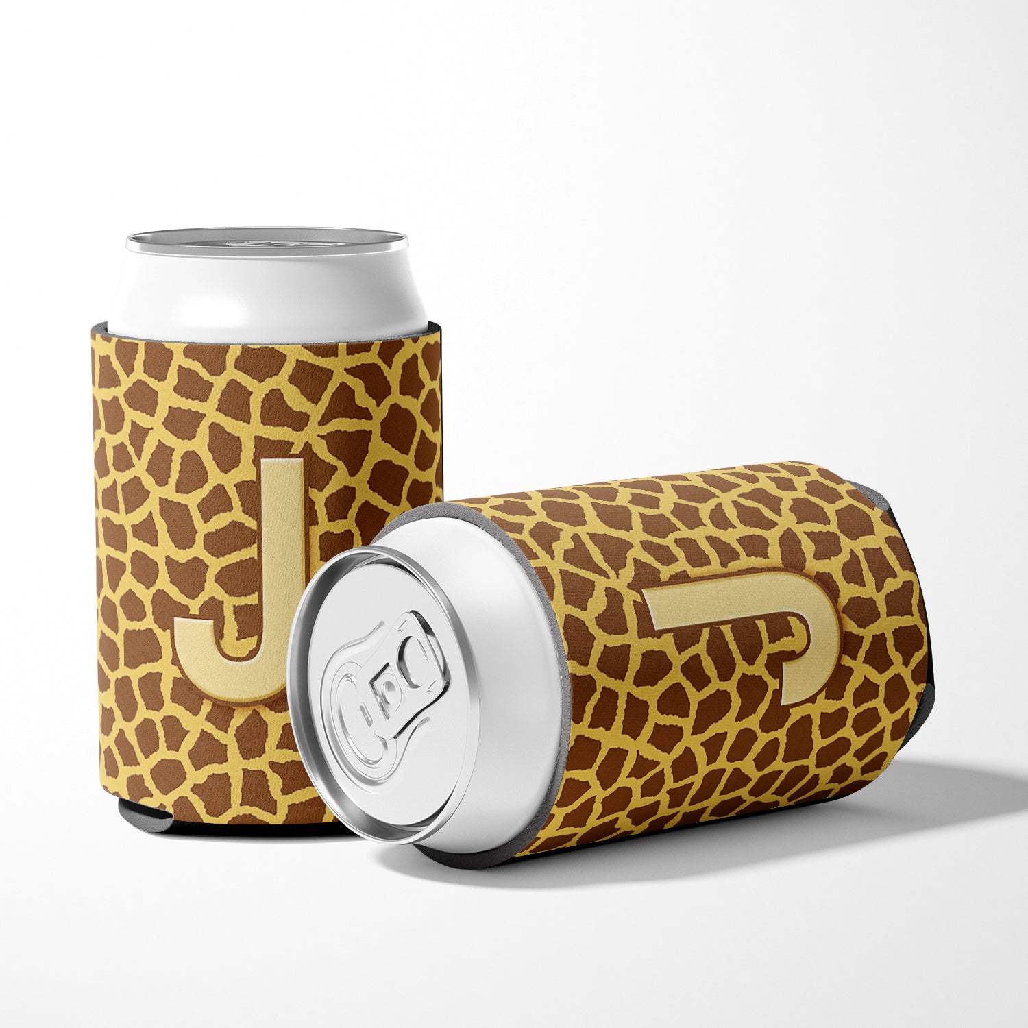 Letter J Initial Monogram - Giraffe Can or Bottle Beverage Insulator Hugger