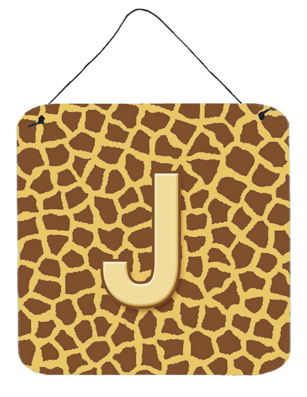 Letter J Initial Monogram - Giraffe Aluminium Metal Wall or Door Hanging Prints by Caroline&#39;s Treasures