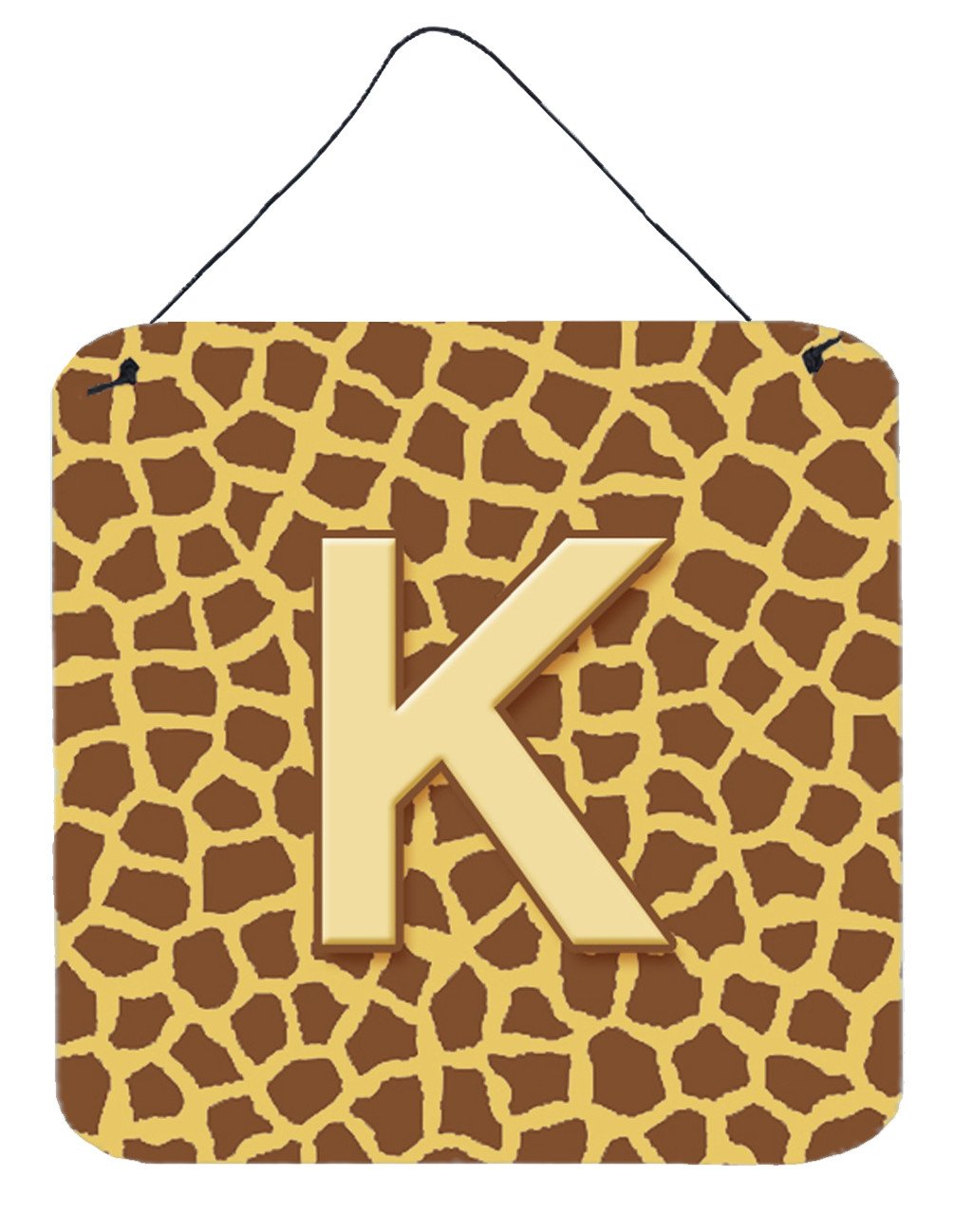 Letter K Initial Monogram - Giraffe Aluminium Metal Wall or Door Hanging Prints by Caroline&#39;s Treasures