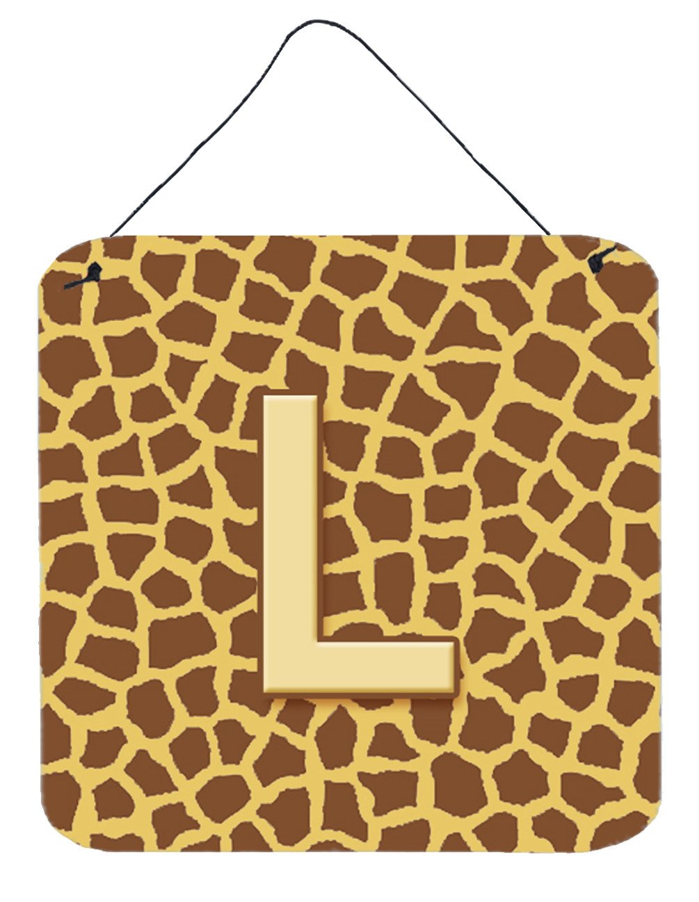 Letter L Initial Monogram - Giraffe Aluminium Metal Wall or Door Hanging Prints by Caroline&#39;s Treasures