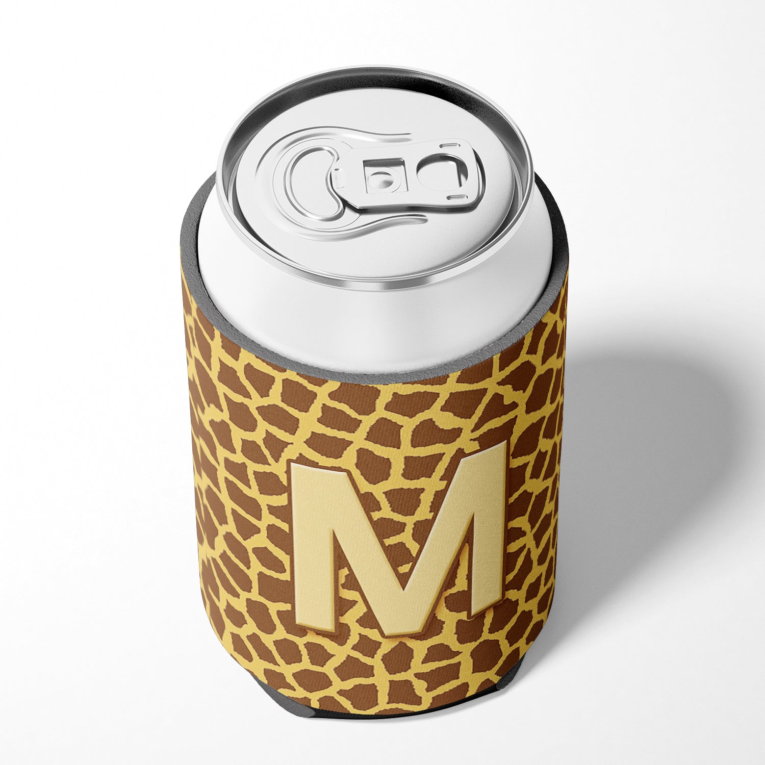 Letter M Initial Monogram - Giraffe Can or Bottle Beverage Insulator Hugger.