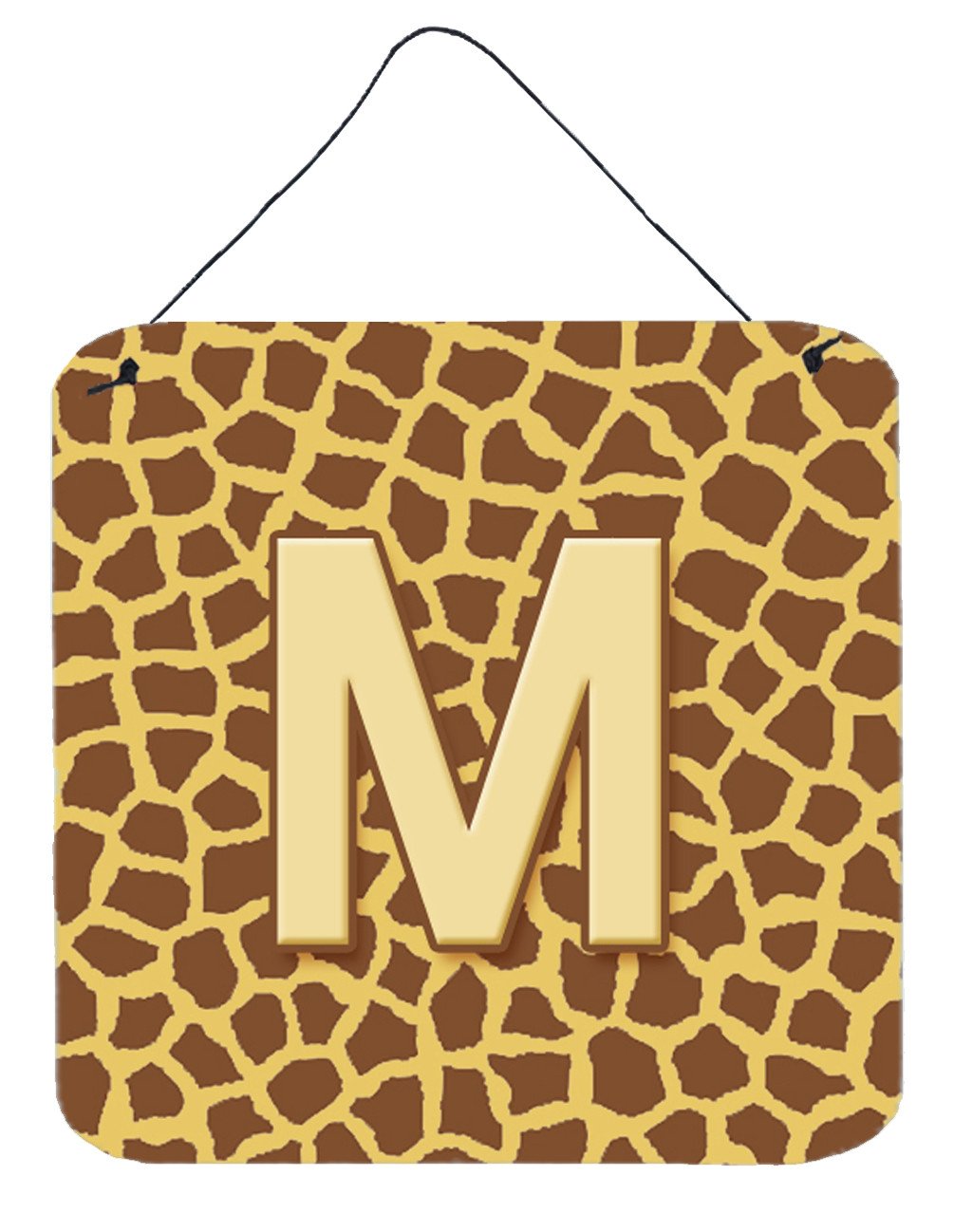 Letter M Initial Monogram - Giraffe Aluminium Metal Wall or Door Hanging Prints by Caroline&#39;s Treasures