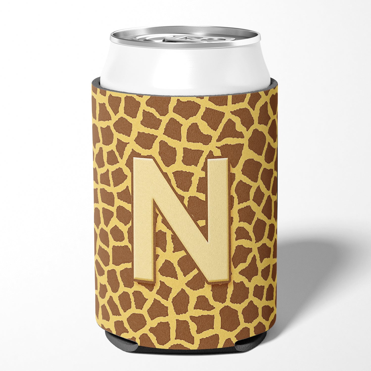 Letter N Initial Monogram - Giraffe Can or Bottle Beverage Insulator Hugger