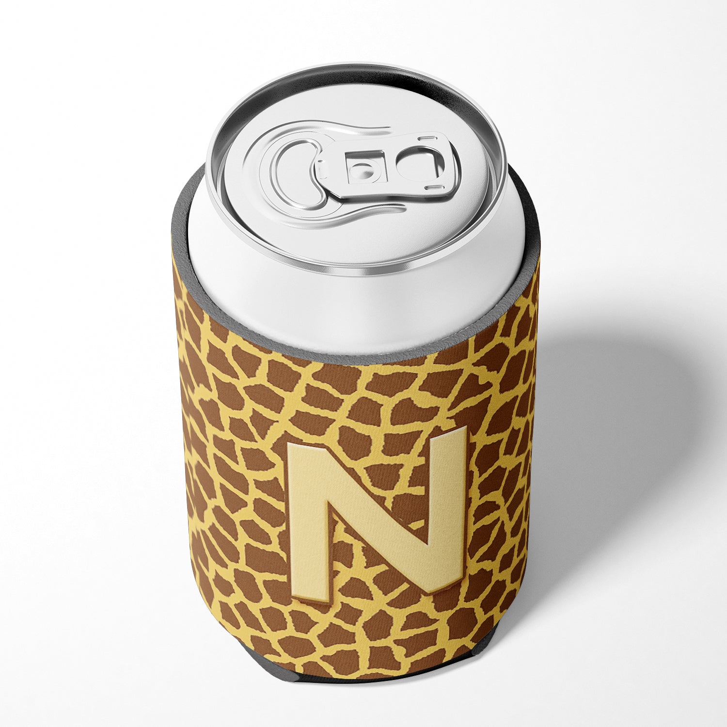 Letter N Initial Monogram - Giraffe Can or Bottle Beverage Insulator Hugger.